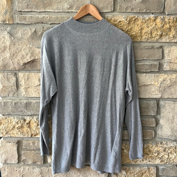 The Limited Sweaters - The Limited Light Grey Mock Turtleneck Sweater With Open Back Size Large